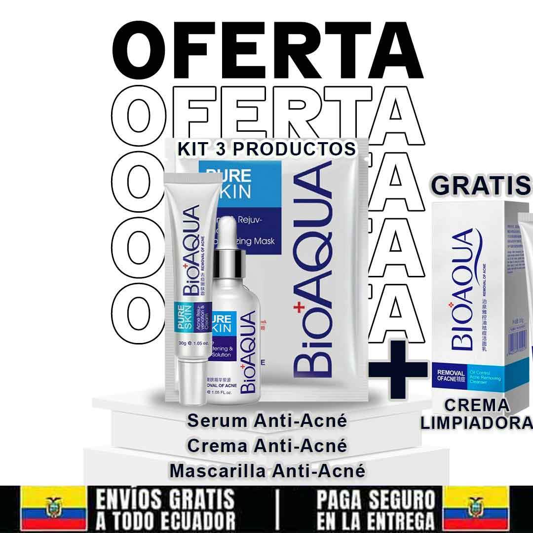 Kit 4X1 Anti Ácne y reduce Secuelas, Manchas y Grasa en el rostro