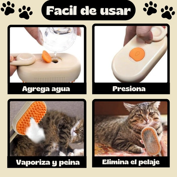Cepillo Vapor 3 en 1 Quita Pelos - Pet Brush 🧼