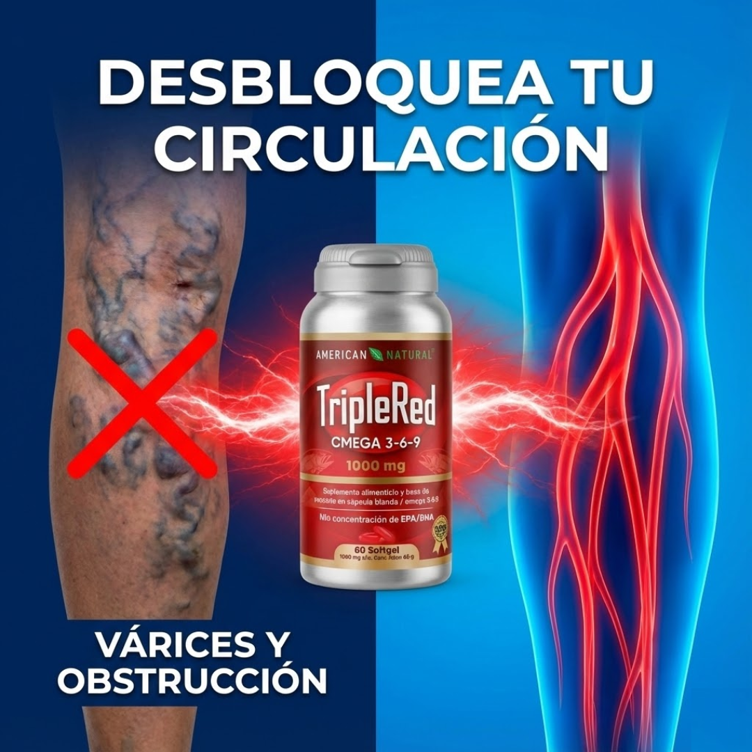TripleRed Previene varices y mala circulación, con omega 3-6-9