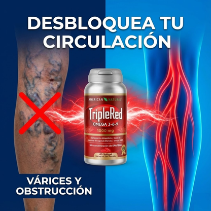 TripleRed Previene varices y mala circulación, con omega 3-6-9
