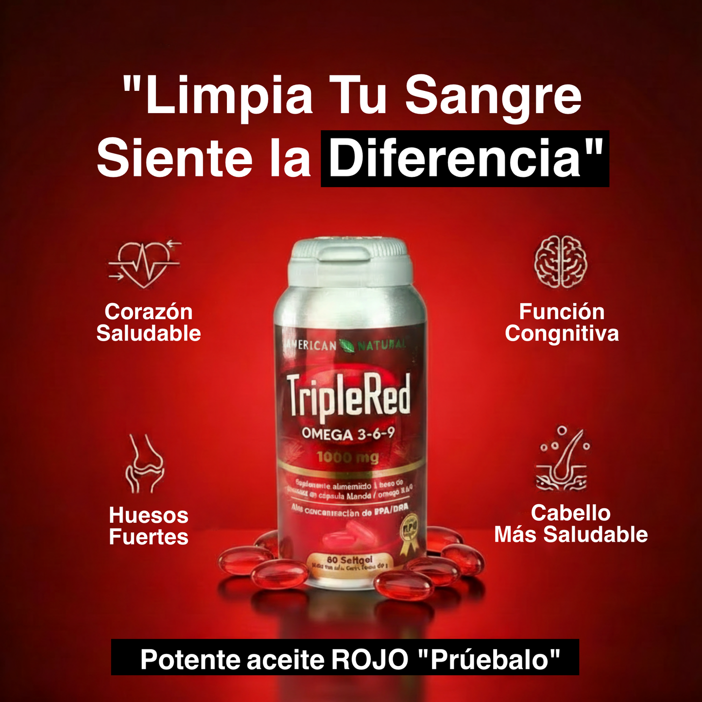 TripleRed Previene varices y mala circulación, con omega 3-6-9
